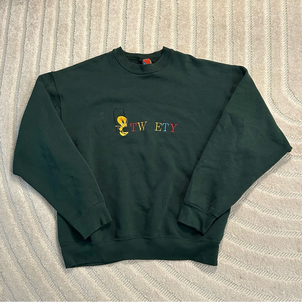 Vintage 90s Disney Tweety Bird Embroidered Crewneck Sweatshirt - XL